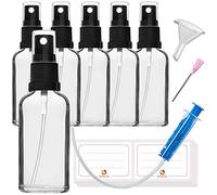 HandsUnity 50ml-6pz di Flacone in Vetro per Spruzzatore - set di Flaconi in Vetro Chiaro per Farmacia con Flacone Spray in Vetro Atomizzatore Nero in Vetro Trasparente con 17 Accessori ausiliari