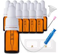 HandsUnity 5ml-12pz Bottiglia Pipetta Piccola Bottiglia di Vetro - set di Vasetti da Farmacia in Vetro Ambrato con Tappo Bianco per Pipetta include 29pcs Accessori Bottiglie di Vetro Marrone