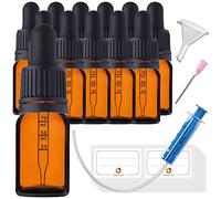 HandsUnity 5ml-12pz Bottiglia Pipetta Piccola Bottiglia di Vetro - set di Vasetti da Farmacia in Vetro Ambrato con Tappo Nero per Pipetta include 29pcs Accessori Bottiglie di Vetro Marrone