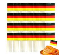 Handwinkende Flaggen | 100 Stück Cupcake-Topper mit Deutschland-Flagge | Zahnstocher-Flaggen | Deutschland kleinér Zahnstocher | Fähnchen Kuchendekoration, Cocktailspieße für Partydekoration und Zubeh