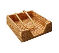 Handwoven Rattan Tissue Box Holder Napkin Storage Basket (4 Sizes: 12x12cm to 24x14cm) Retro Household Sundries Organizer Scatola di fazzoletti(19 * 19 * 6cm)