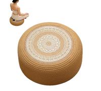 Handwoven Round Meditation Floor Cushion, Natural Seat Mat Comfortable Breathable Yoga Stool Pad, Boho Rustic Sitting Cushion Home Decor for Mindfulness Relaxation Practice