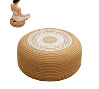 Handwoven Round Meditation Floor Cushion, Natural Seat Mat Comfortable Breathable Yoga Stool Pad, Boho Rustic Sitting Cushion Home Decor for Mindfulness Relaxation Practice
