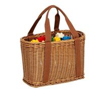 Handwoven Simulated Wicker Picnic Basket - Reusable Market Tote With Handle | Versatile & Multi-Purpose - Built With Sturdy Carrying Handles, Making It Ideal For Outdoor Lunches, Beach Trips, Grocery Sho