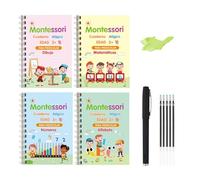 Handwriting Practice Books for Kids Aged 3-5 (6 Books) - Reusable Grooved Magic Workbooks with Pens - Alphabet, Math, Number, Drawing Nursery School Kit - 19 x 13 cm