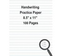 Handwriting Practice Paper: 8,5" x 11" | 100 Blank Writing Pages | Blue Lines and Dotted Red Midline | Cursive Handwriting Notebook for Toddlers, Preschoolers, Kindergarten, Homeschool