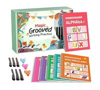 Handwriting Workbook, Grooved Learning Reusable Pages, Handwriting Practice Book with Pen Grips, Educational Tracing Workbook for Toddler, Boys, Girls and Kindergarten Learners