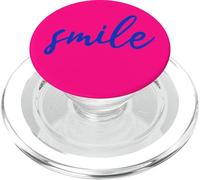 Handwritten Font Smile Dark Blue on Pink Background PopSockets PopGrip per MagSafe