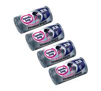 Handy Bag 4 rotoli di 15 sacchetti pattumiera 20/30 L, per pattumiere alte, fissaggio elastico, Ultra Resistente, antigoccia, 47 x 78 cm, Grigio scuro, opaco