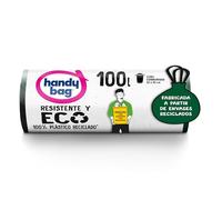 Handy Bag Sacchetti per rifiuti resistenti ed ecologici, 100% riciclati, antigoccia, autobloccante, 100 l, 8 sacchetti, 1 confezione