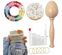 Handy Darning Mushroom - Small Portable Sewing Tool, 4 Inch Egg Kit with Hooks, Wooden Base Pair with Yarn, Supply Style, Mending Aid for Men, Women, Beginners, Tailors