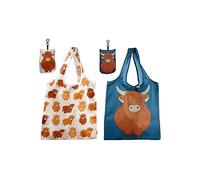 Handy Fold Up Highland Coo Cow Shopping Bag with Holder FBAG14