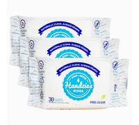 Handzies Alcohol-Free Natural Soap and Water Cleansing Towelettes - Free&Clear - 30ct soft pouch - Confezione da 3 (90 totali towelettes)