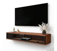 HANELREEZD Mobile TV sospeso a parete con anta in vetro mobile tv | Mobile TV sospeso con console multimediale in legno massello for soggiorno camera da letto