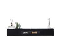 HANELREEZD Mobile TV sospeso in legno massello nero puro, mobile tv | Console multimediale con supporto TV sospeso a parete da 120 cm con finestra in vetro