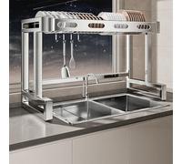 HANELREEZD Scolapiatti da cucina sopra il lavello, scolapiatti da cucina, grande, scolapiatti da sopra il lavello, completamente in acciaio inox scolapiatti da appoggio(Single,87cm/34in)