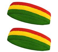 HANERDUN 2 Pezzi Fascia Set Include Sport Fascia per Capelli e Polsino di Sport Cotone a Strisce Bande di Sudore per Atletica Uomini e Donne