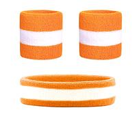 HANERDUN 3 Pezzi Fascia Set Include Sport Fascia per Capelli e Polsino di Sport Cotone a Strisce Bande di Sudore per Atletica Uomini e Donne