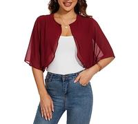 HANERDUN Coprispalle Donna Elegante Cerimonia Bolero Cardigan Chiffon Maniche Corte Giacca Corta Aperta Shrug con Bottone Estivo Primavera Autunno