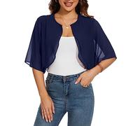 HANERDUN Coprispalle Donna Elegante Cerimonia Bolero Cardigan Chiffon Maniche Corte Giacca Corta Aperta Shrug con Bottone Estivo Primavera Autunno