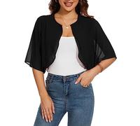 HANERDUN Coprispalle Donna Elegante Cerimonia Bolero Cardigan Chiffon Maniche Corte Giacca Corta Aperta Shrug con Bottone Estivo Primavera Autunno