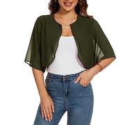 HANERDUN Coprispalle Donna Elegante Cerimonia Bolero Cardigan Chiffon Maniche Corte Giacca Corta Aperta Shrug con Bottone Estivo Primavera Autunno