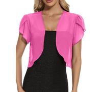 HANERDUN Donna Bolero Giacca Corta Primavera Estate Gilet Donna Bolero Manica Petalo Chiffon Cardigan Leggero per Abiti da Sposa Senza Spalline