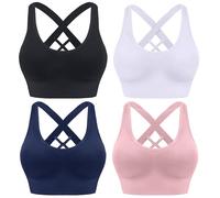 HANERDUN Reggiseno Sportivo Donna con Incrocio sulla Schiena Reggiseno Push-up Senza Cuciture con Spalline