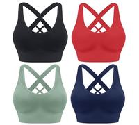 HANERDUN Reggiseno Sportivo Donna con Incrocio sulla Schiena Reggiseno Push-up Senza Cuciture con Spalline
