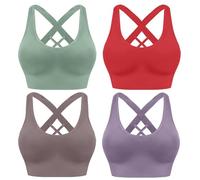 HANERDUN Reggiseno Sportivo Donna con Incrocio sulla Schiena Reggiseno Push-up Senza Cuciture con Spalline