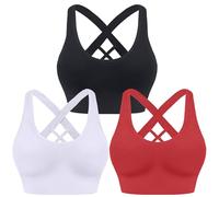 HANERDUN Reggiseno Sportivo Donna con Incrocio sulla Schiena Reggiseno Push-up Senza Cuciture con Spalline