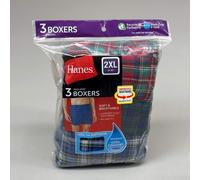 Hanes (3 Confezione Uomo Cool Comfort Boxer Slip Taglie 2XL 112-117cm Blu/Red /