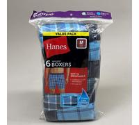 Hanes (6 Confezione Uomo Cool Comfort Boxer Slip Tg. M 81.3-86.4cm Blu/Blu RN157