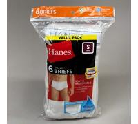 Hanes Men's White Tagless Briefs, 6 Pack, Small