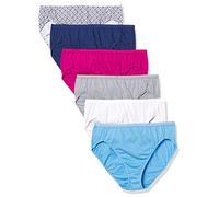Hanes Ultimate Women's 6-Pack Breathable Cotton Hi-Cut Panty, Swiss Blue, White, Concrete PE Heather, Fresh Berry, Navy Eclipse, Crochet Boho Print, 7