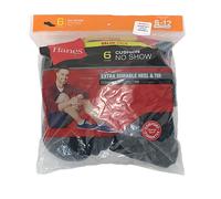 Hanes Adulto Uomo 6 Confezione Durevole Ammortizzato Grigio Tacco No Show Calze