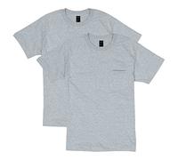 Hanes Beefy-T - Maglietta da Uomo con Tasca Pesante, in Cotone, a Taglio Intero, da Uomo, Girocollo, Confezione da 1 o 2, Acciaio Leggero - Confezione da 2, L