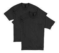 Hanes Beefy-T - Maglietta da Uomo con Tasca Pesante, in Cotone, a Taglio Intero, da Uomo, Girocollo, Confezione da 1 o 2, Nero. Confezione da 2., M