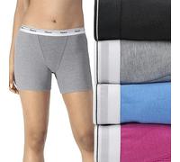 Hanes Boxer da donna a metà coscia, biancheria intima in cotone elasticizzato, confezione da 4, Mix di colori alla moda, Large