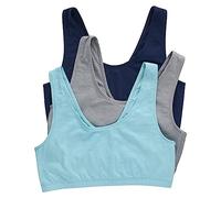 Hanes Bralette da donna con scollo rotondo, reggiseno a basso impatto, in cotone elasticizzato, confezione da 3, Blu navy/Cemento erica/Ultra Blu, 3XL