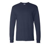 Hanes Essentials Long Sleeve T-Shirt Pack, Crewneck Cotton Tees Camicia, Marina Militare, L (Pacco da 2) Uomo