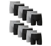 Hanes Confezione di Biancheria Intima da Uomo, Boxer in Cotone con Comoda Cintura Flessibile, Traspirante, Confezione da 12, Nero/Grigio., XX-Large