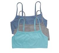 Hanes Cropped Bralette, Breathable Pullover Bra, Crop Top, Solid Or Assorted, 3-Pack Reggiseno, Opaque, Giacca di Jeans/Concrete Heather/Ultra Blue, L (Pacco da 3) Donna