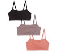 Hanes Cropped Bralette, Breathable Pullover Bra, Crop Top, Solid Or Assorted, 3-Pack Reggiseno, Opaque, Nero/Fico spezie/Terra Rosso, M (Pacco da 3) Donna
