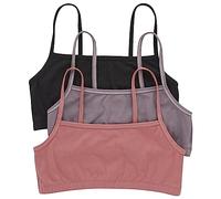 Hanes Cropped Bralette, Breathable Pullover Bra, Crop Top, Solid Or Assorted, 3-Pack Reggiseno, Oscurante, Nero/Fico spezie/Terra Rosso, XXL (Pacco da 3) Donna