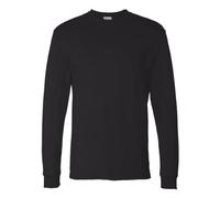 Hanes Essentials Long Sleeve T-Shirt Pack, Crewneck Cotton Tees Camicia Elegante, Nero, M (Pacco da 2) Uomo