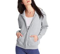 Hanes - Felpa da donna con cappuccio in pile Ecosmart con cerniera integrale, Acciaio leggero., Medium