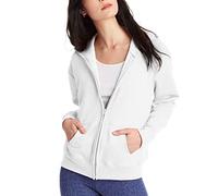Hanes - Felpa da Donna con Cappuccio in Pile EcoSmart con Cerniera Integrale, Bianco, X-Large