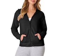 Hanes Felpa da donna con cappuccio in pile EcoSmart cerniera integrale Ebano Large