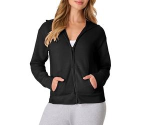 Hanes - Felpa da Donna con Cappuccio in Pile EcoSmart con Cerniera Integrale, Ebano, Small
